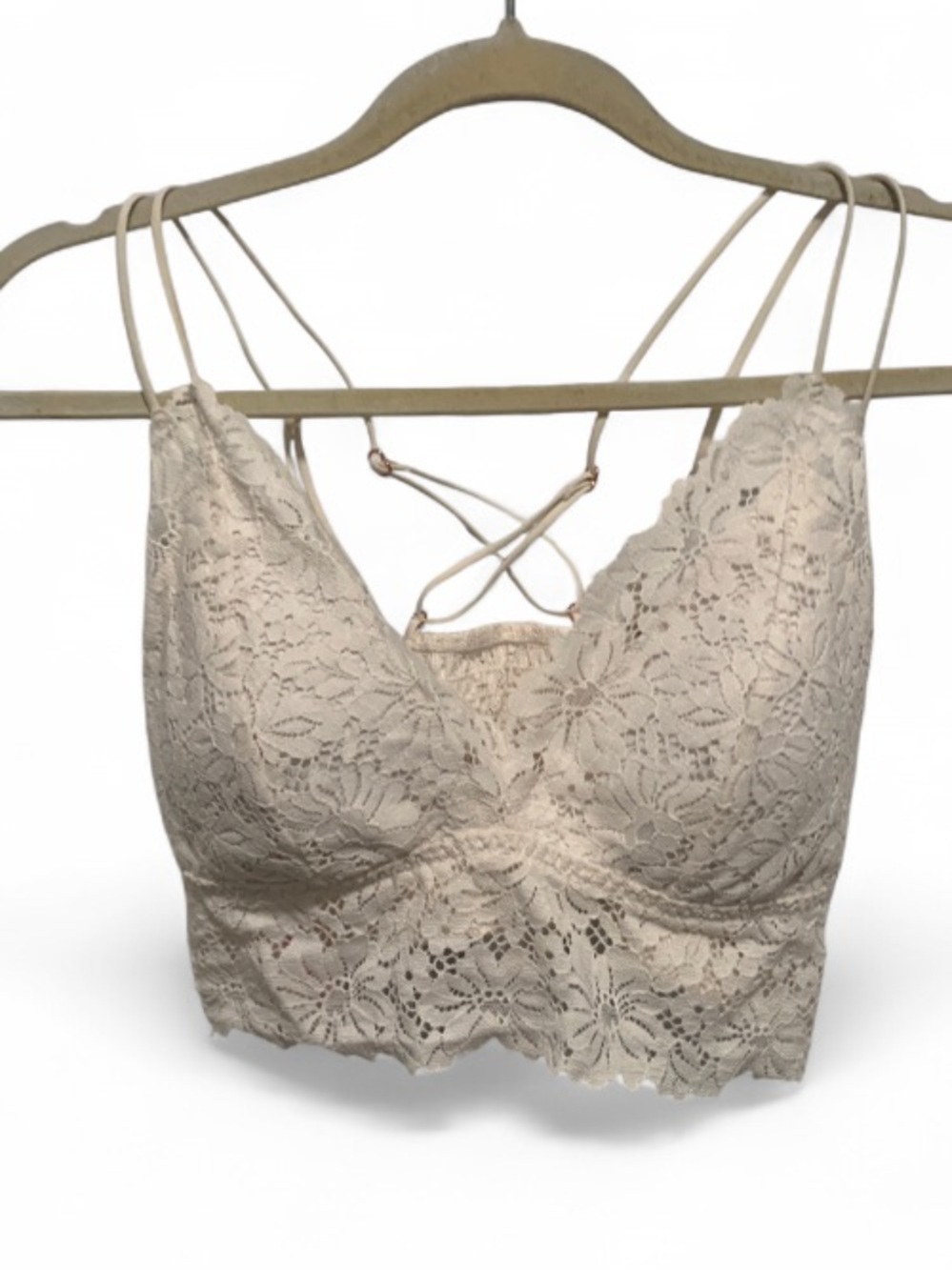 Pink Victoria’s Secret White Lace Padded Bralette